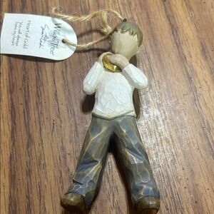 Willow Tree Heart of Gold Young Boy Figurine with Gold Heart and Blue Accents